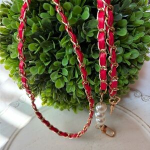 red & gold tone Chain Strap